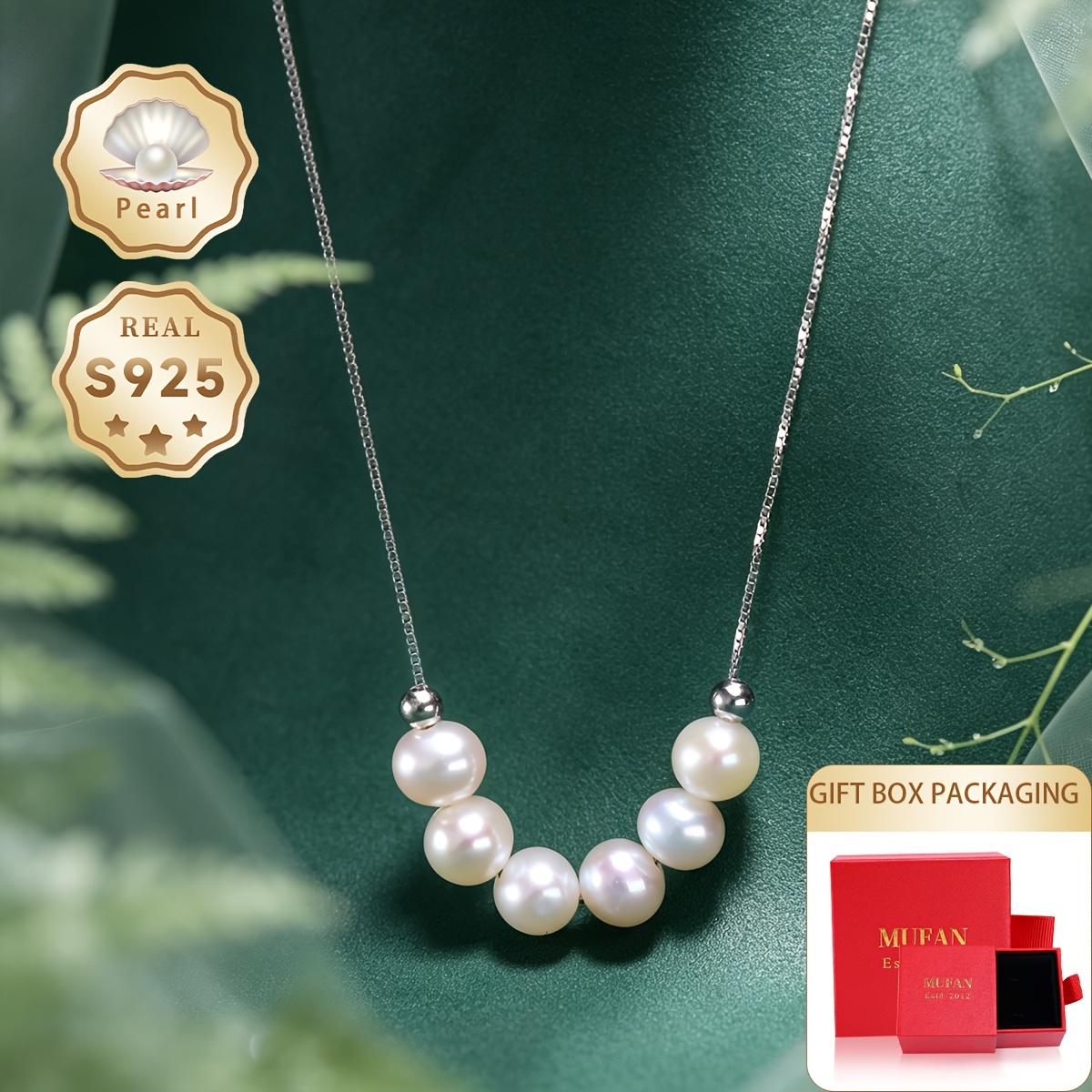 Women's Adjustable Pearl Necklace S925 Silver, Minimalist Design